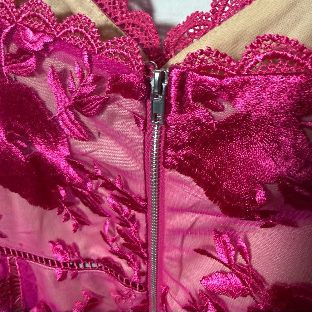 LULUS Deeply Cherished Hot Pink Lace Midi Dress XL - Picture 12 of 13